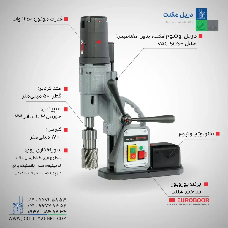قیمت و خرید و مشخصات فنی دریل وکیوم یوروبور مدل +VAC.50S